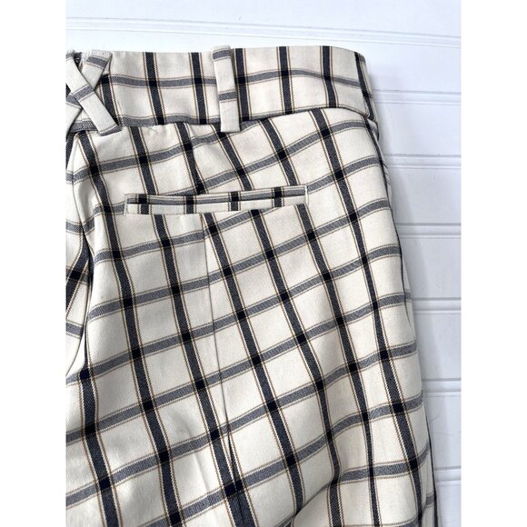 ANTHROPOLOGIE Women's White Blue Plaid The Essential Slim Pant 0P - Picture 4 of 5